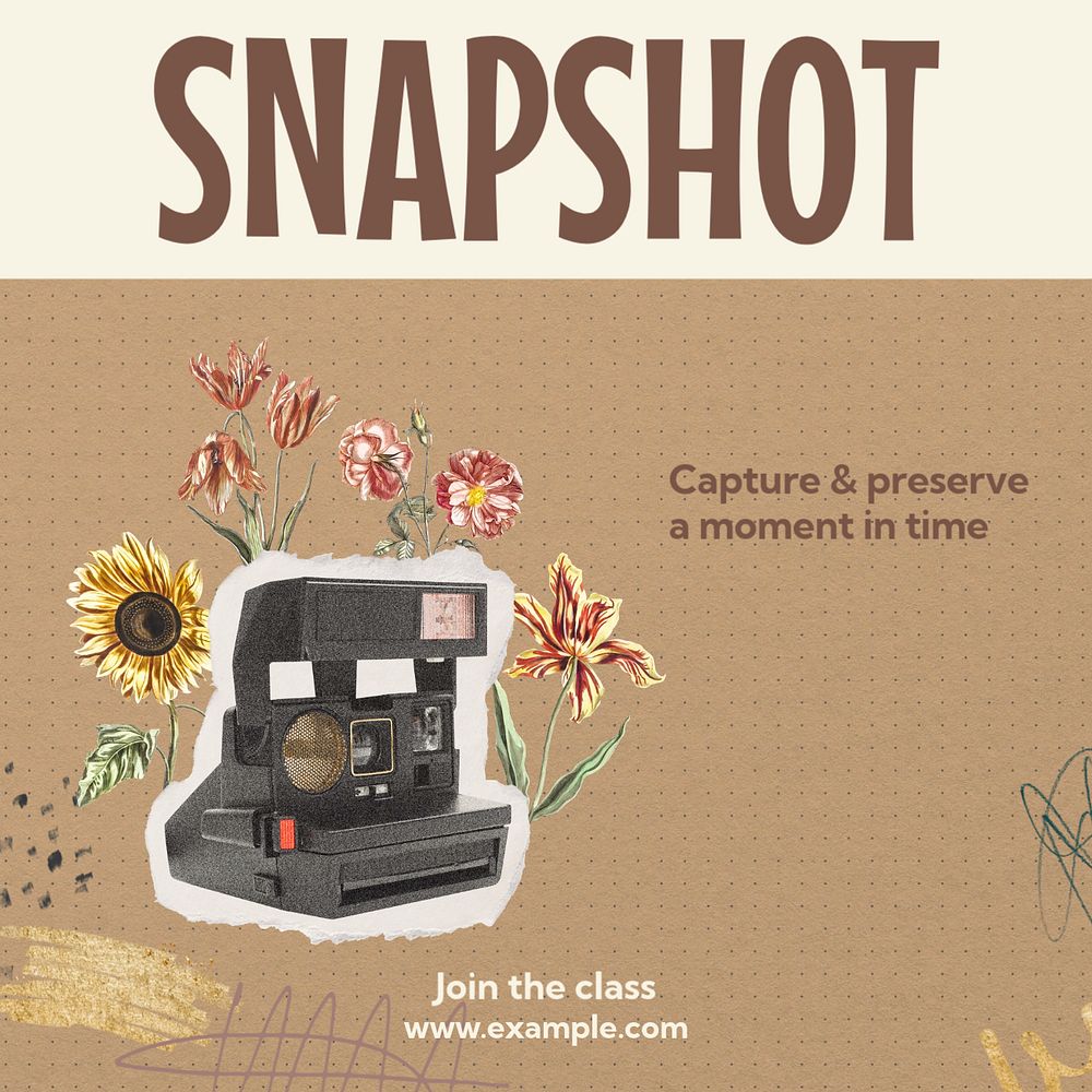 Photography class Instagram post template, editable text