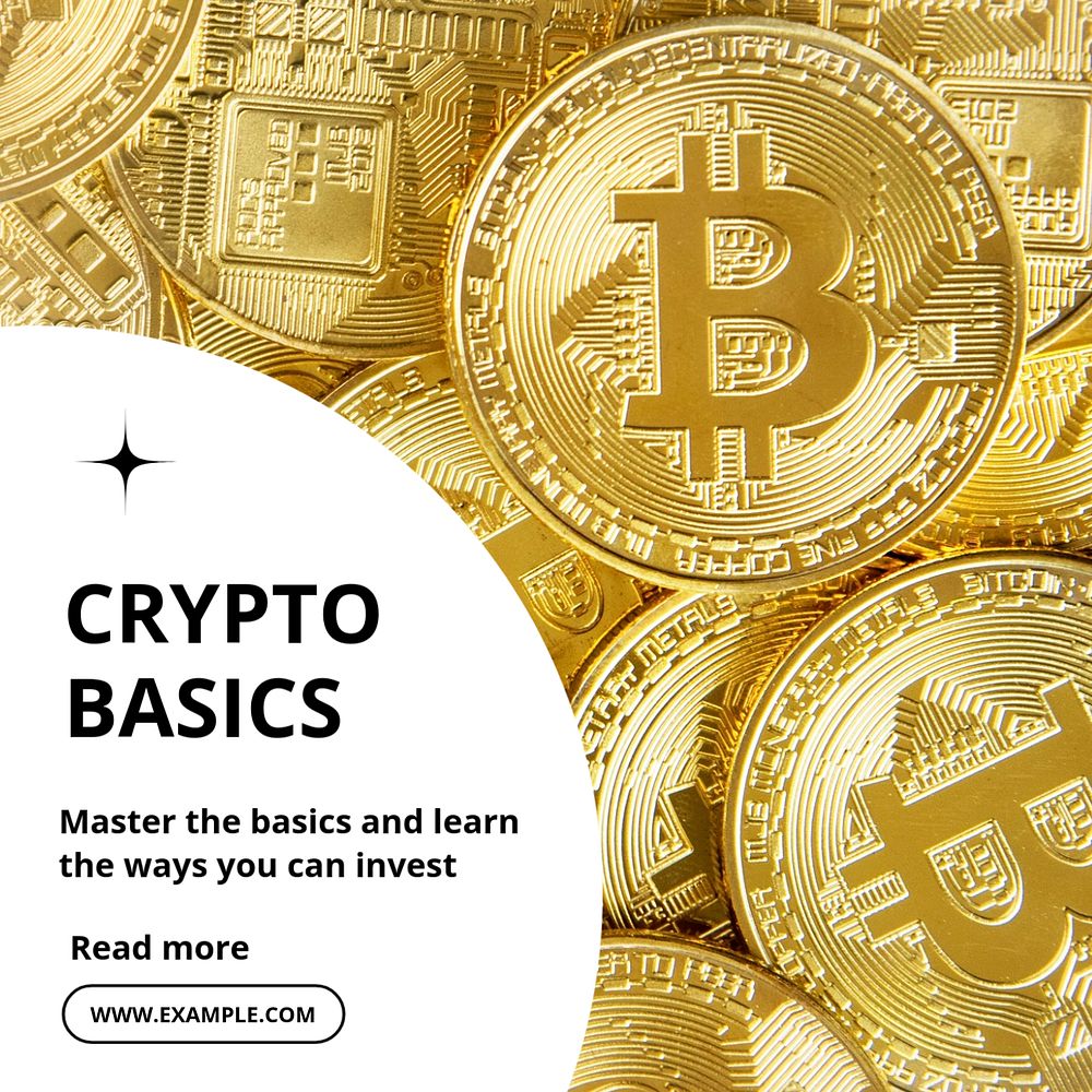 Crypto basics Instagram post template, editable text