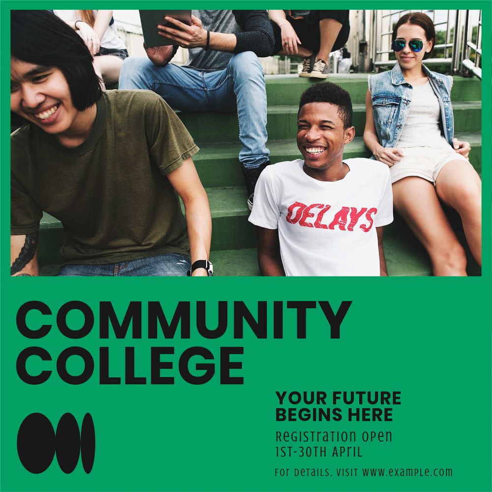 Community college Instagram post template, editable text