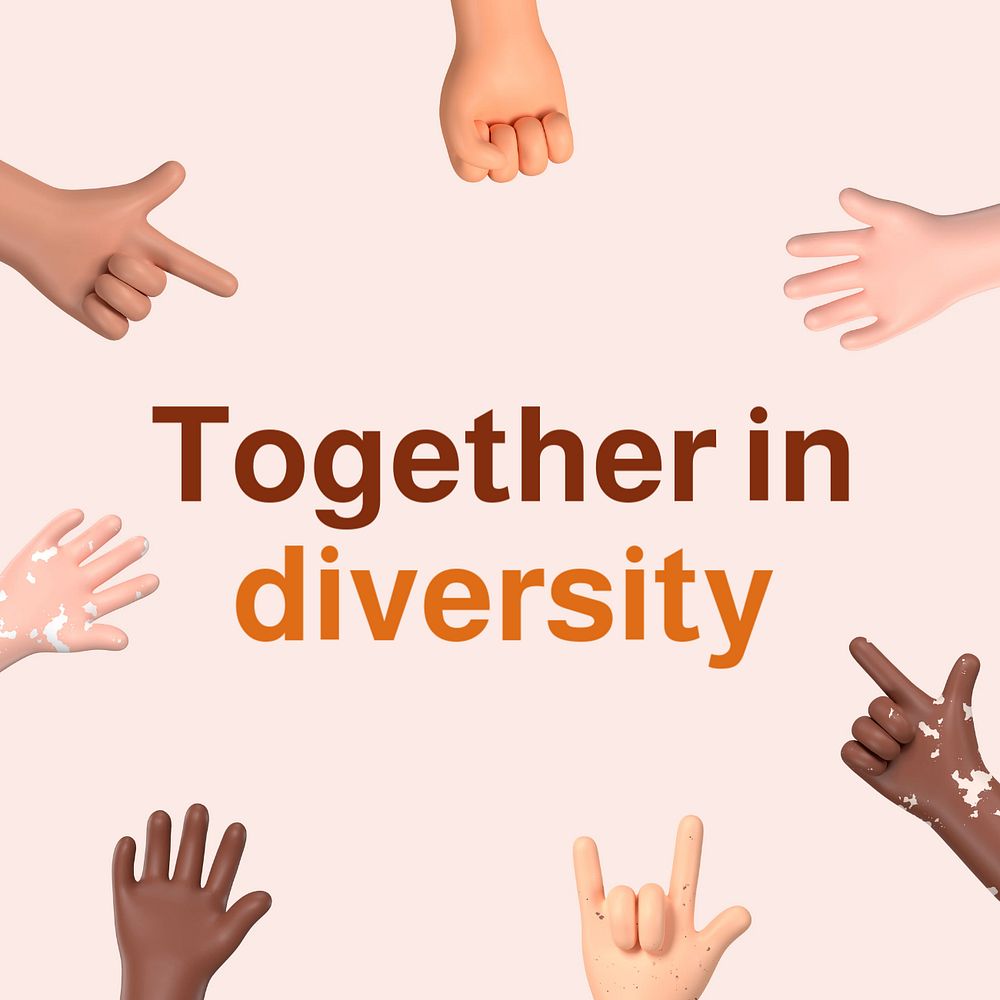 Together in diversity Instagram post template, editable design