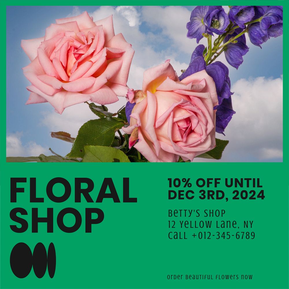 Florist Instagram post template, editable text