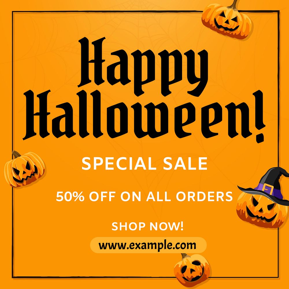 Halloween sale Instagram post template, editable design