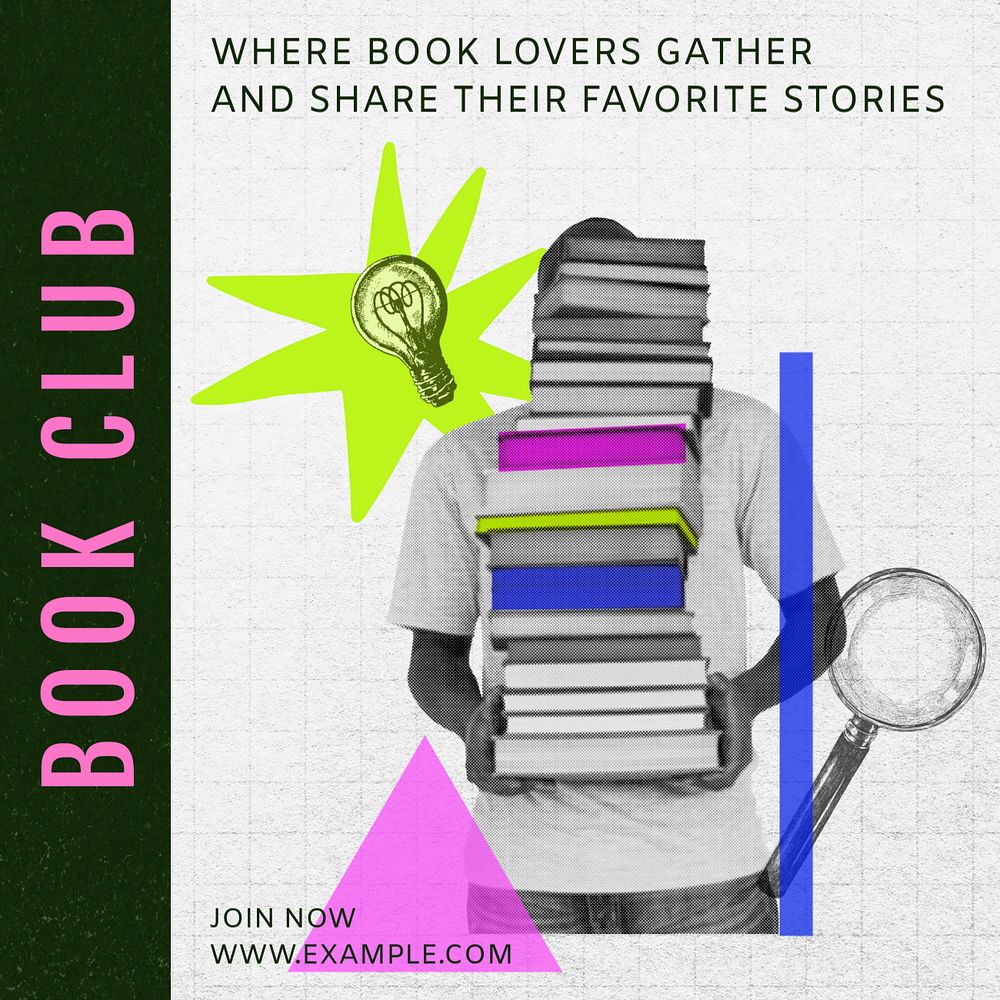 Book club Instagram post template, editable design