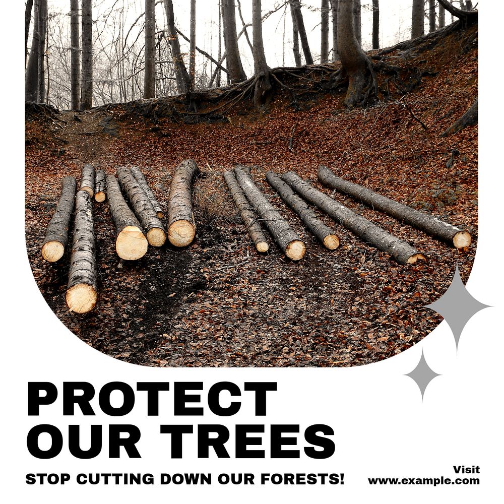 Protect our trees Instagram post template, editable text