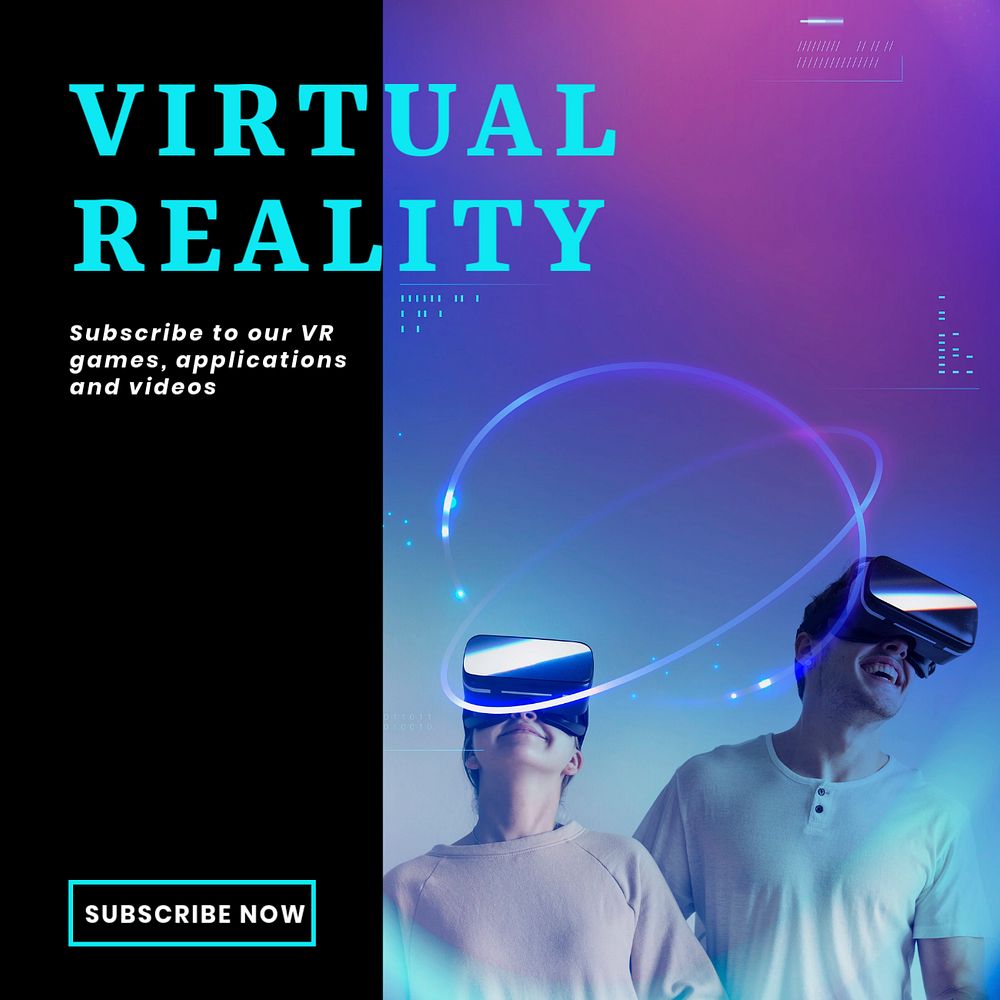 Virtual reality Instagram post template, editable text