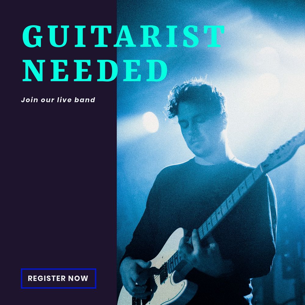 Guitarist needed Instagram post template, editable text