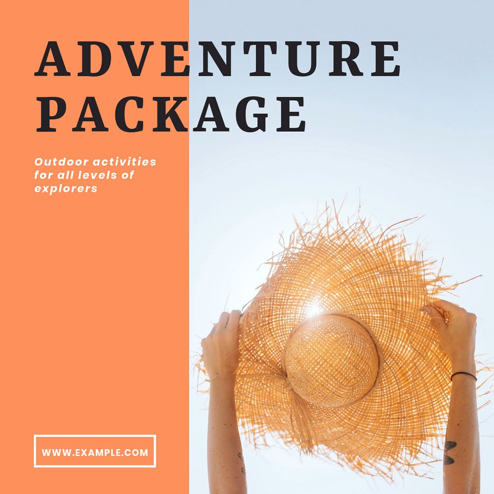 Adventure package Instagram post template, editable text