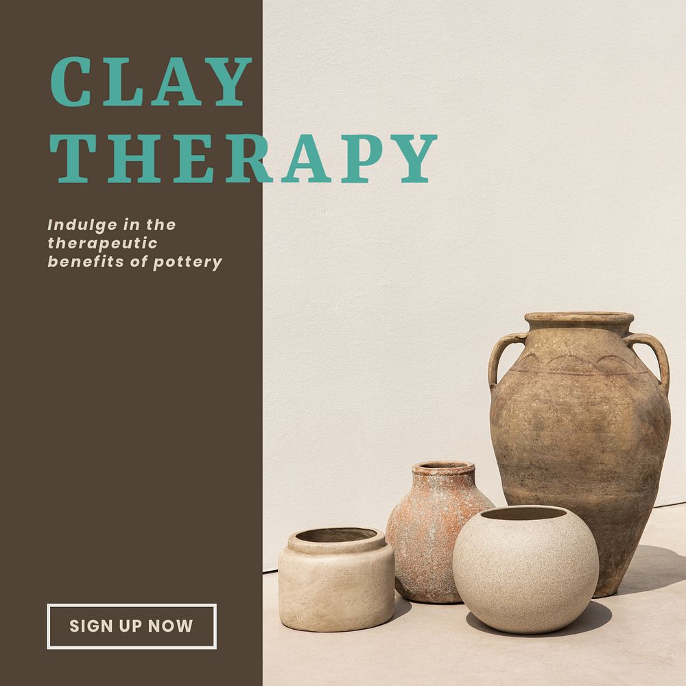 Clay therapy Instagram post template, editable text