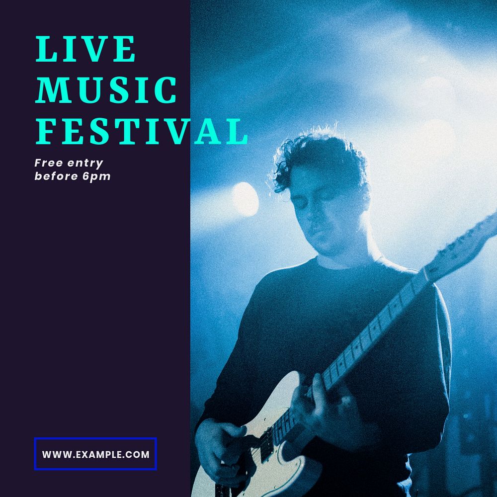 Live music festival Instagram post template, editable text