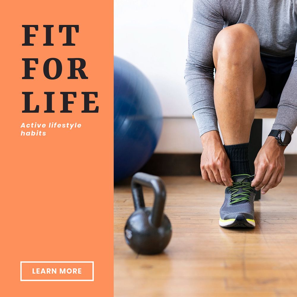 Active lifestyle Instagram post template, editable text