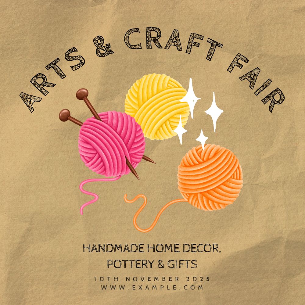 Art & craft fair Instagram post template, editable text