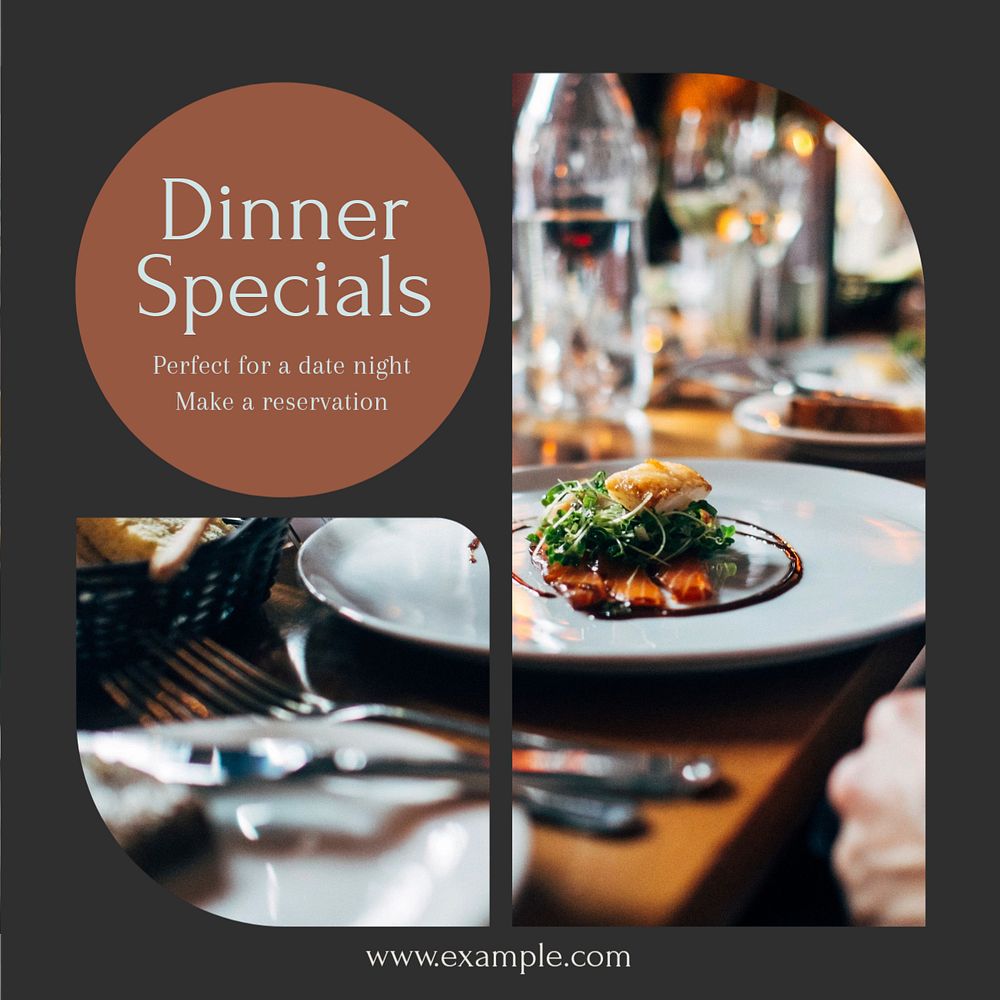 Dinner specials Instagram post template, editable text