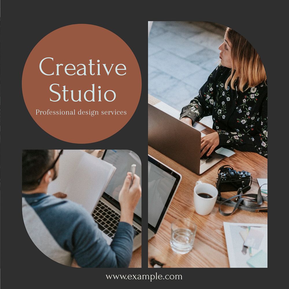 Creative studio Instagram post template, editable text