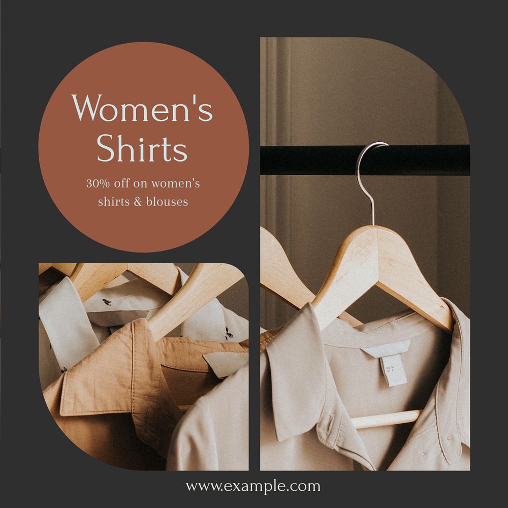 Women's shirts Instagram post template, editable text