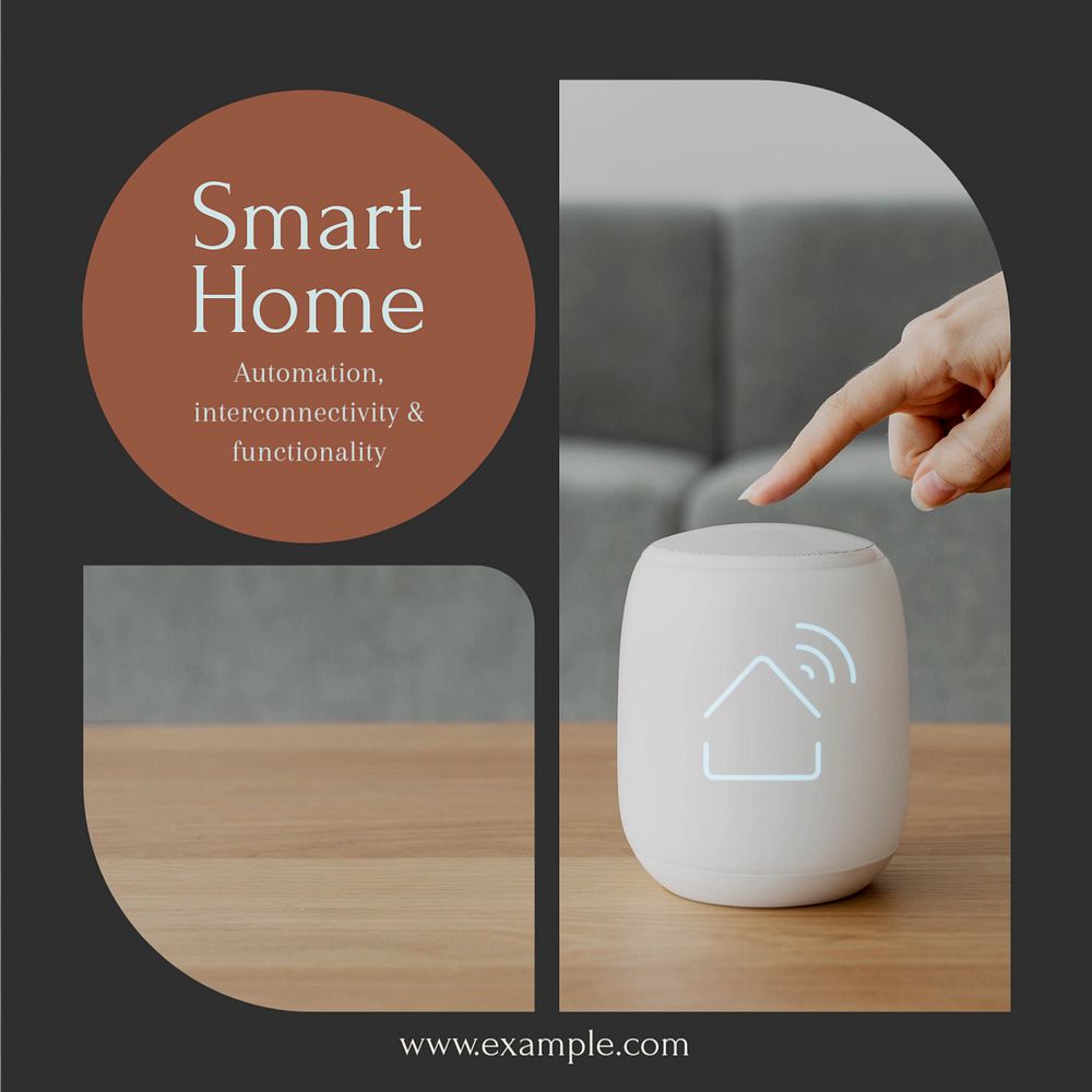 Smart home Instagram post template, editable text