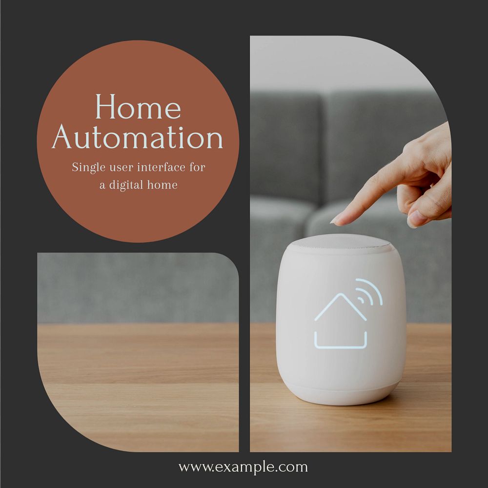 Home automation Instagram post template, editable text