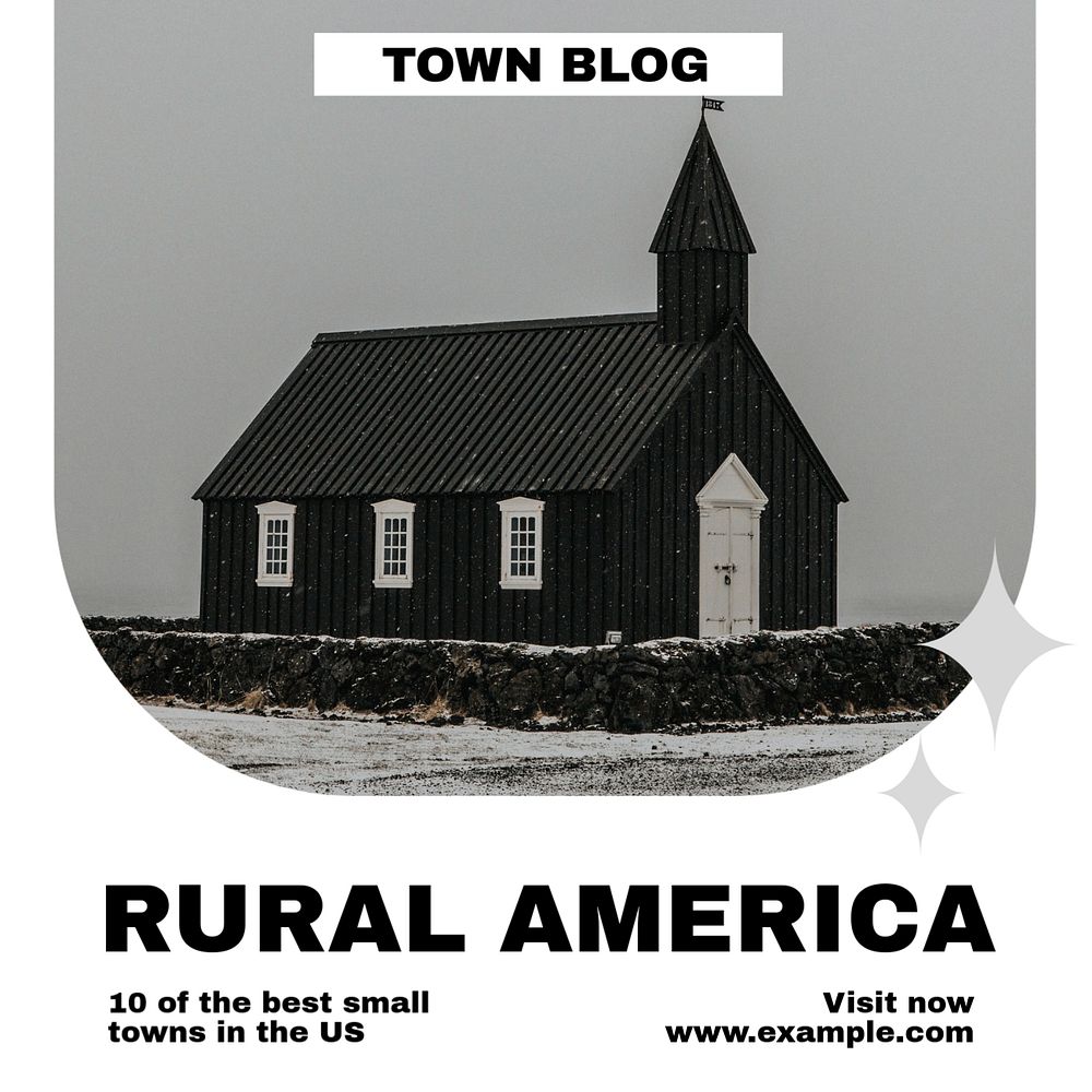 Rural America Instagram post template, editable text