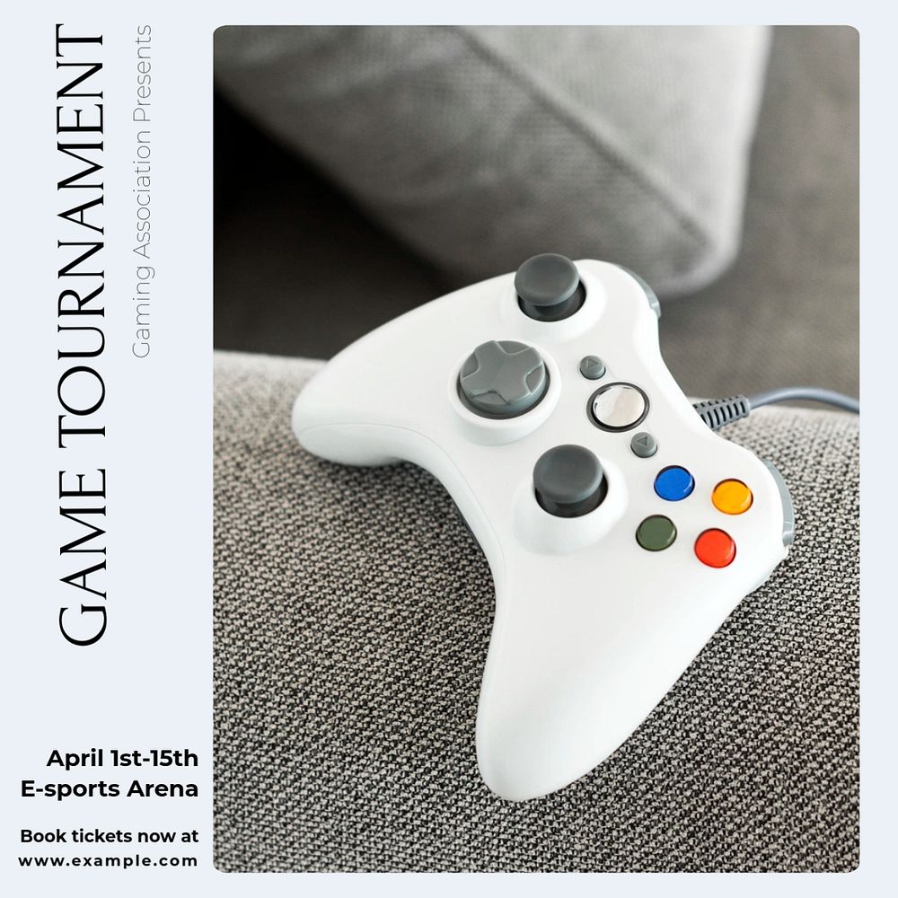 Game tournament Instagram post template, editable text