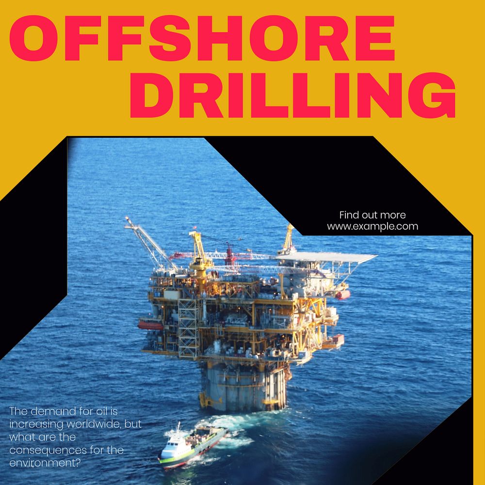 Offshore drilling Instagram post template, editable design