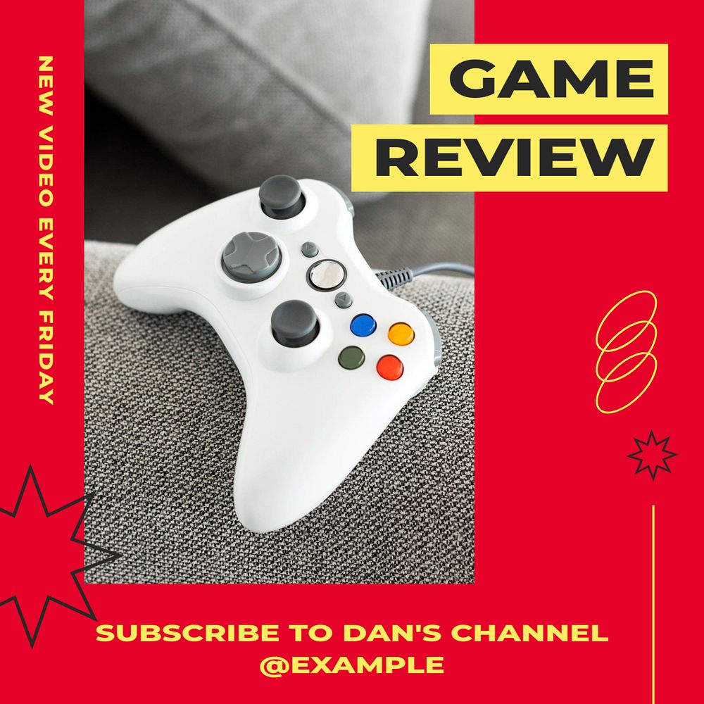 Game review Instagram post template, editable text