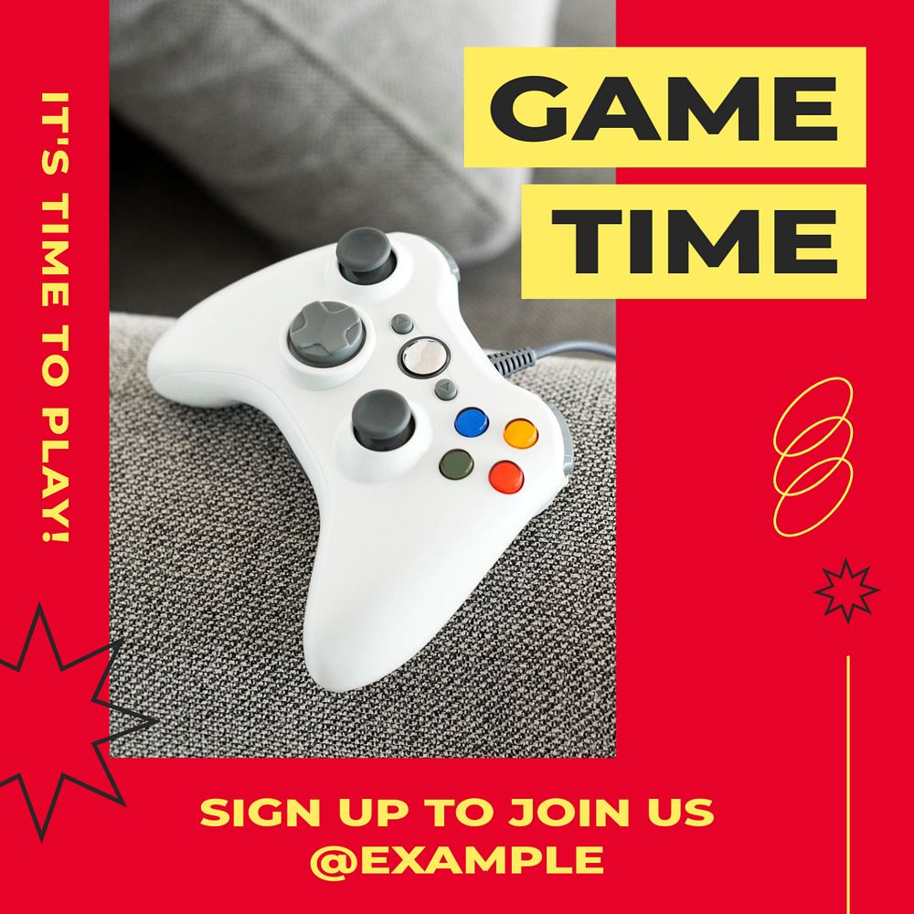 Game time Instagram post template, editable text