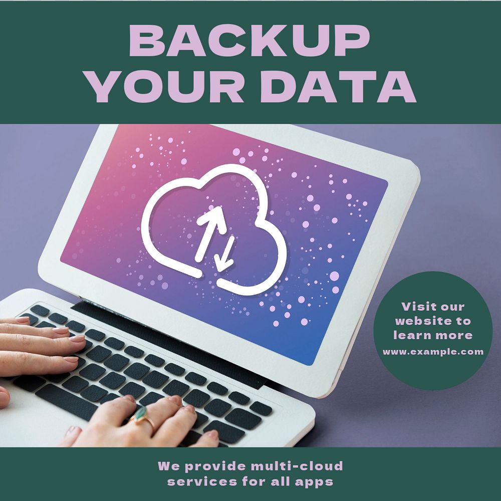 Backup your data Instagram post template, editable text