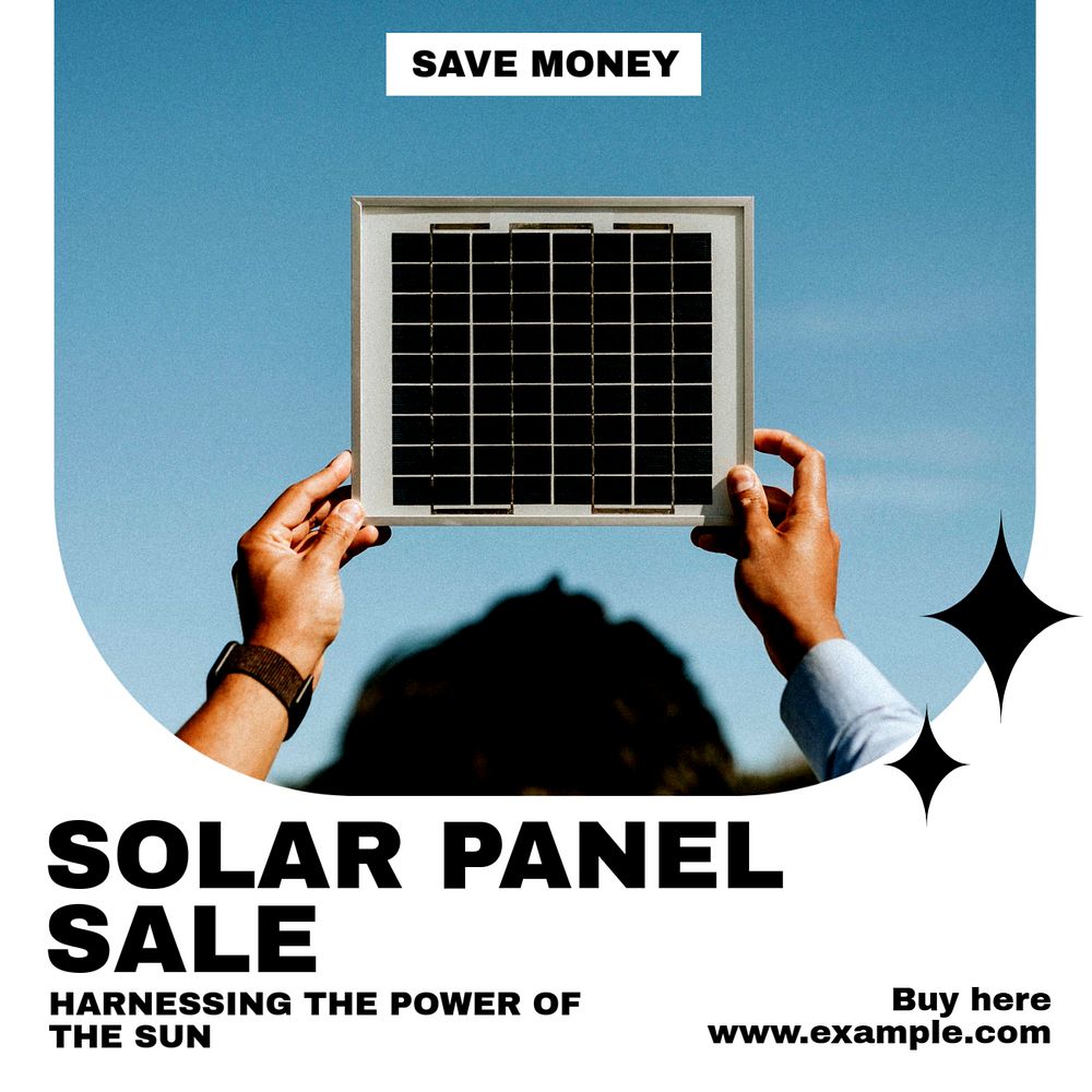 Solar panel Instagram post template, editable text