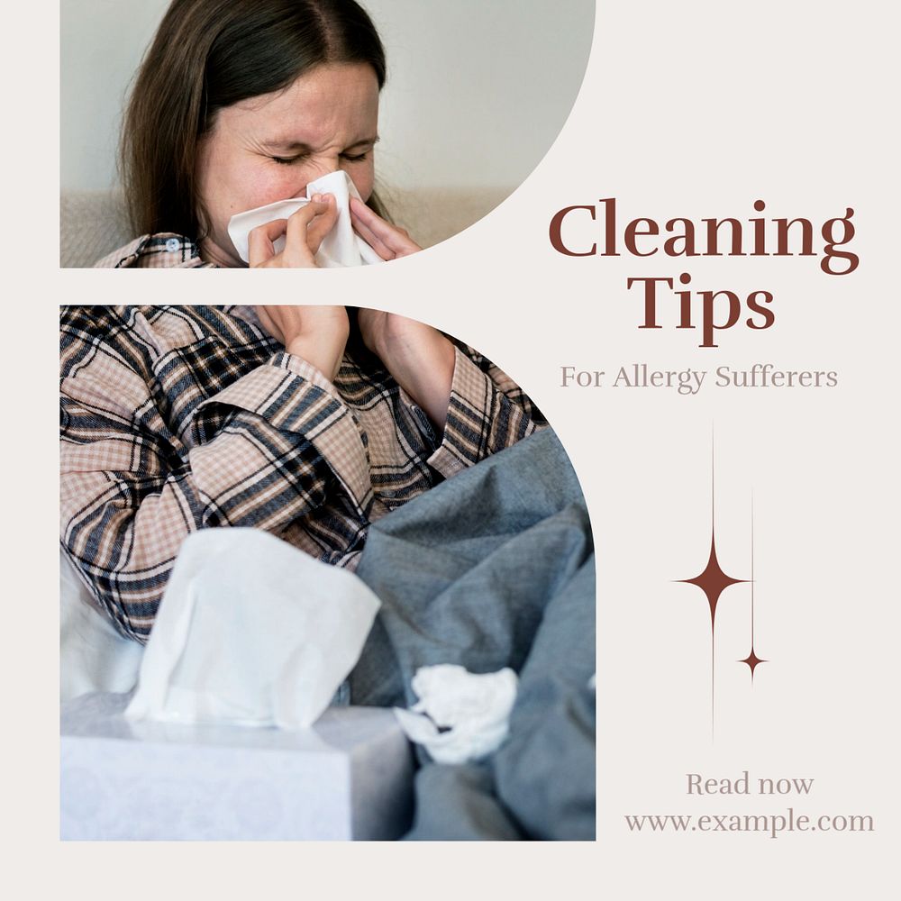 Cleaning tips Instagram post template, editable text