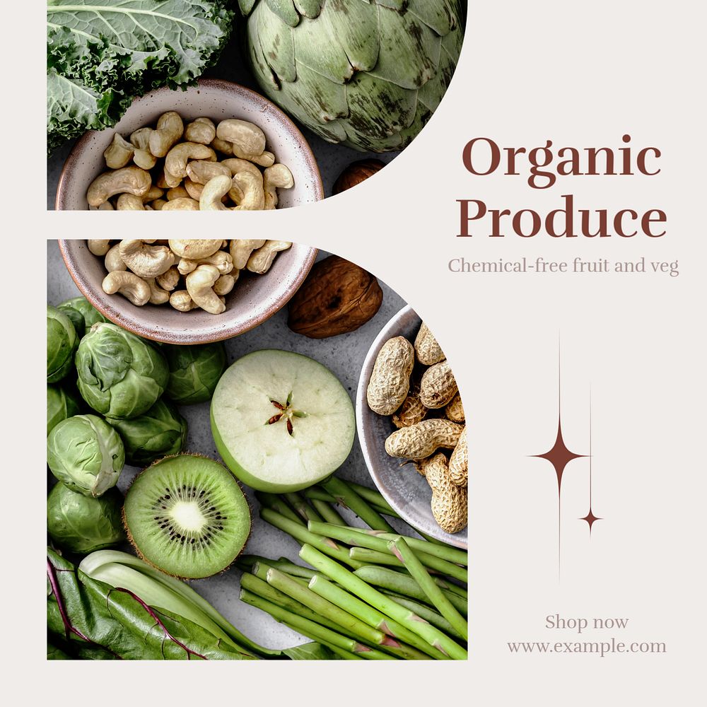 Organic produce Instagram post template, editable text