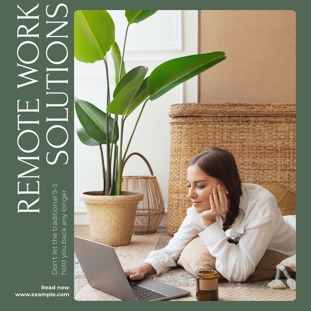 Home remote work Instagram post template, editable text