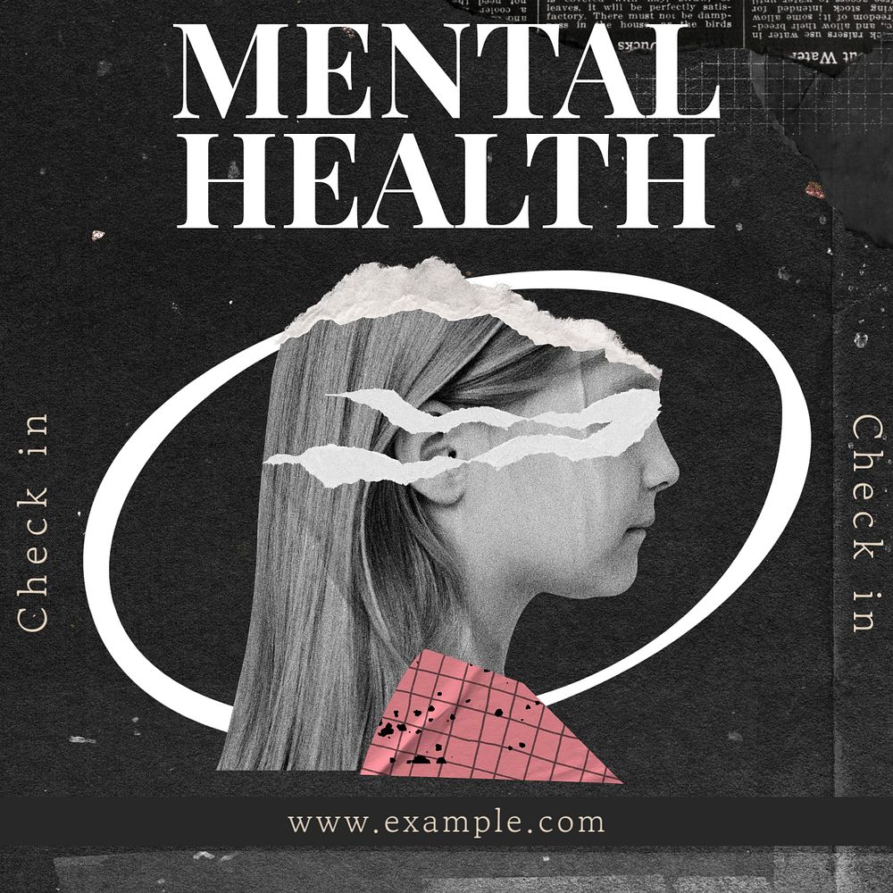 Mental health Instagram post template, editable text