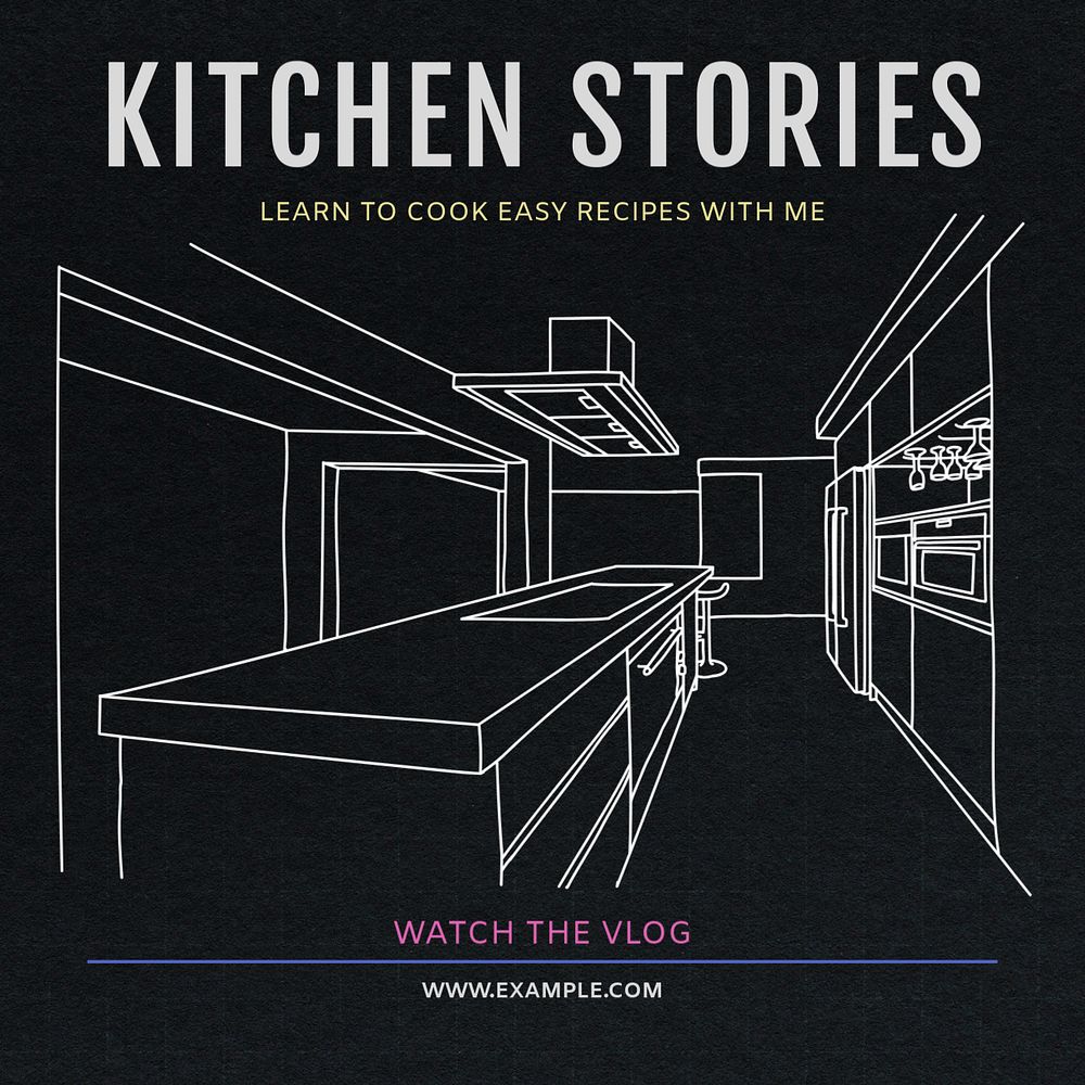 Kitchen stories Instagram post template, editable text