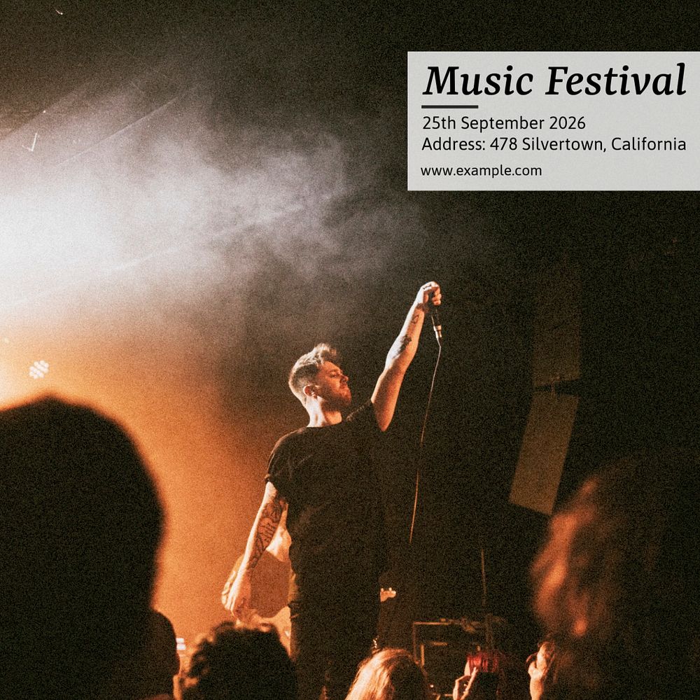 Music festival Instagram post template, editable text