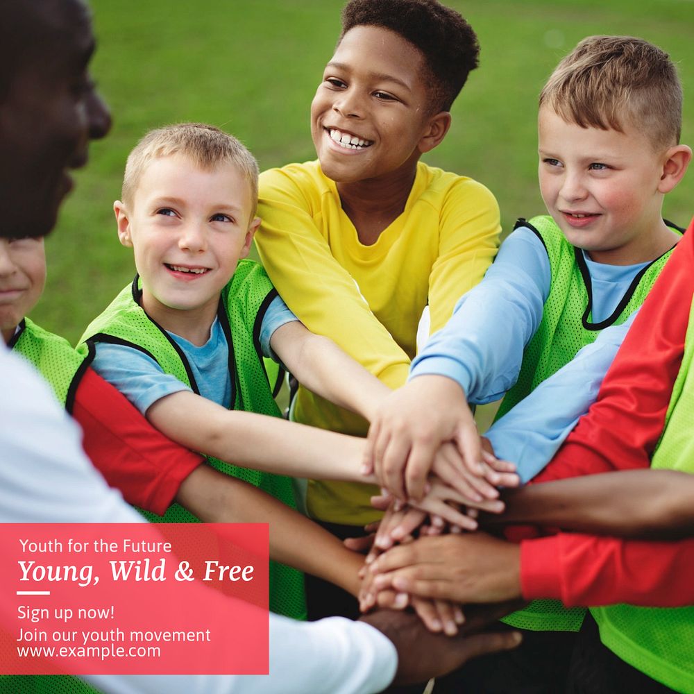 Young wild & free Instagram post template, editable text