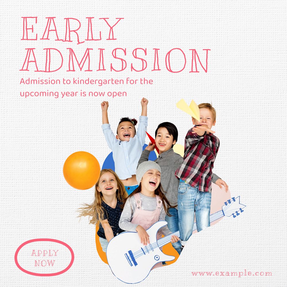 Early admission Instagram post template, editable text