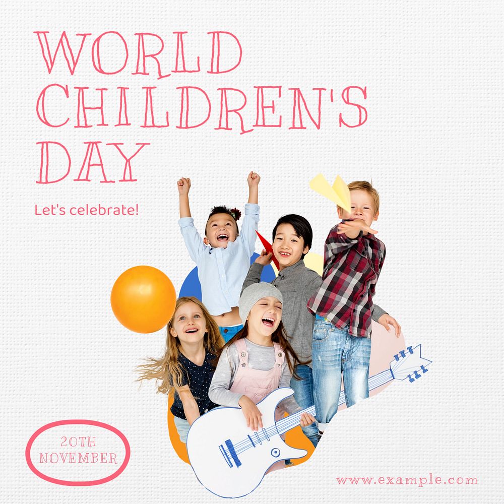 Children's day Instagram post template, editable text