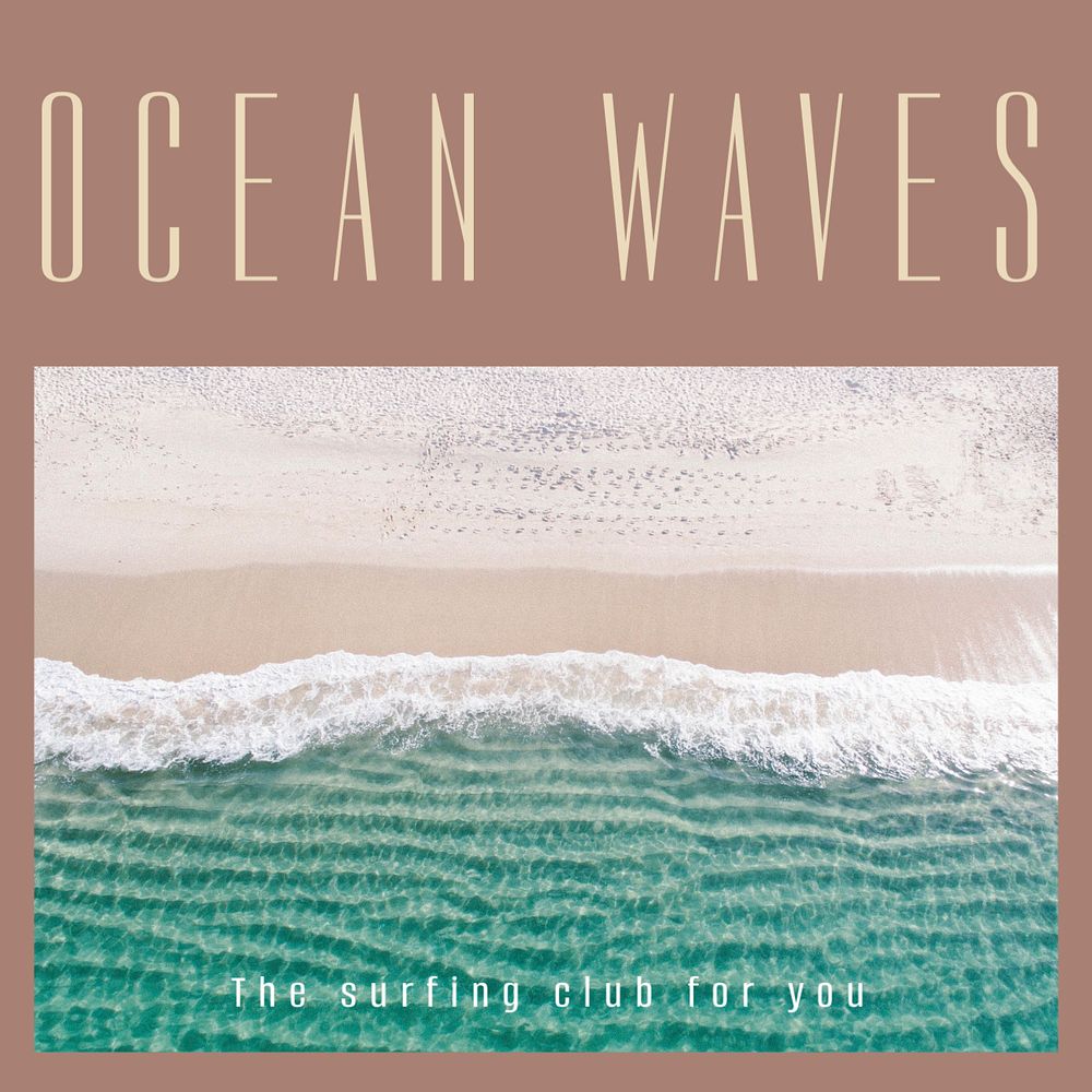 Ocean waves Instagram post template, editable text