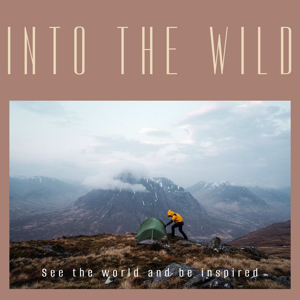 Into the wild Instagram post template, editable text