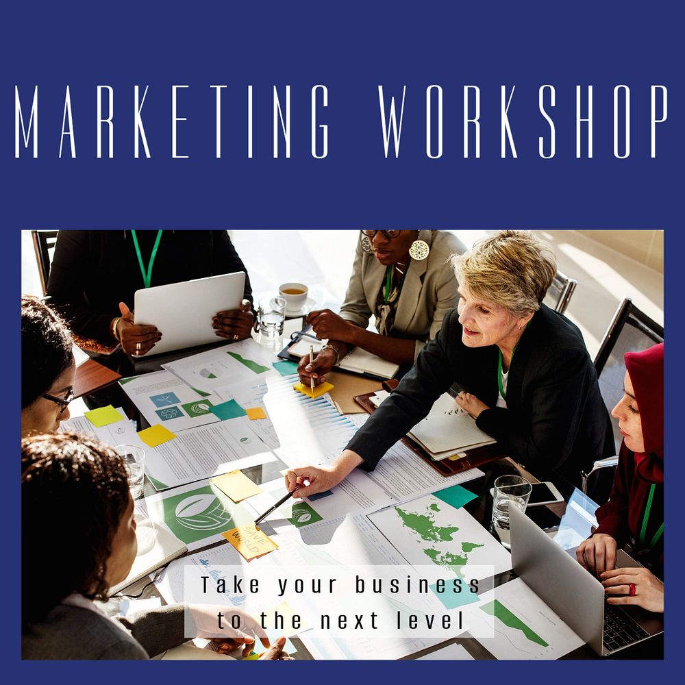 Marketing workshop Instagram post template, editable text