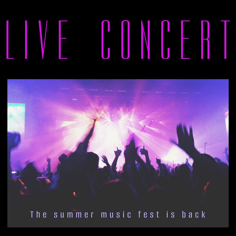 Live concert Instagram post template, editable text