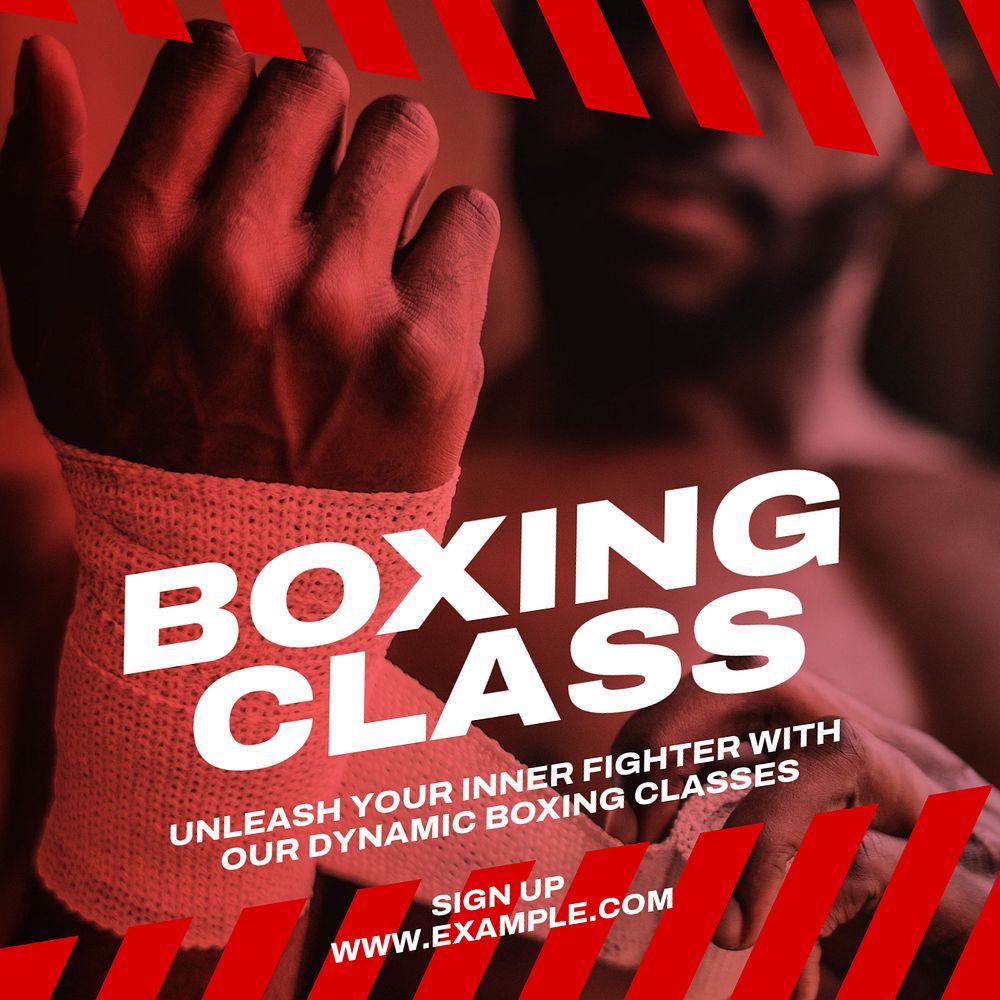 Boxing class Instagram post template, editable text