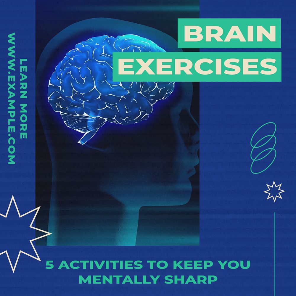 Brain exercises Instagram post template, editable text