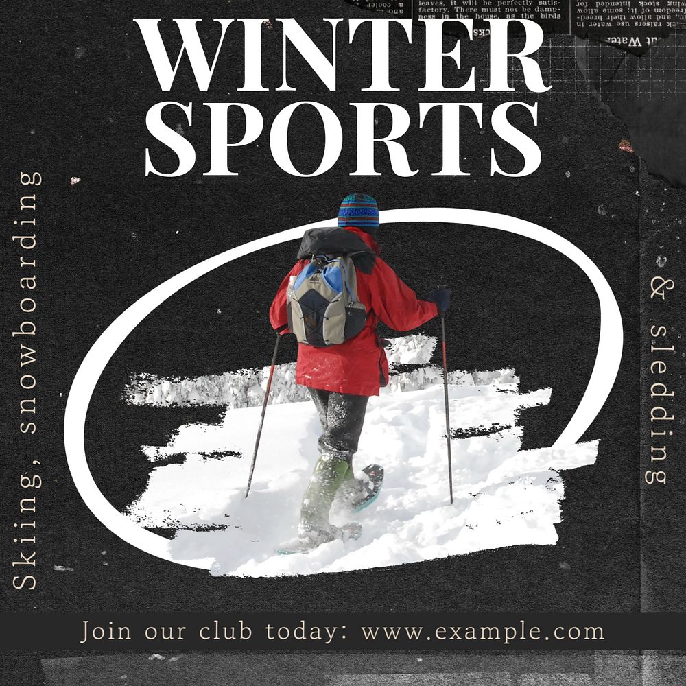 Winter sports Instagram post template, editable text