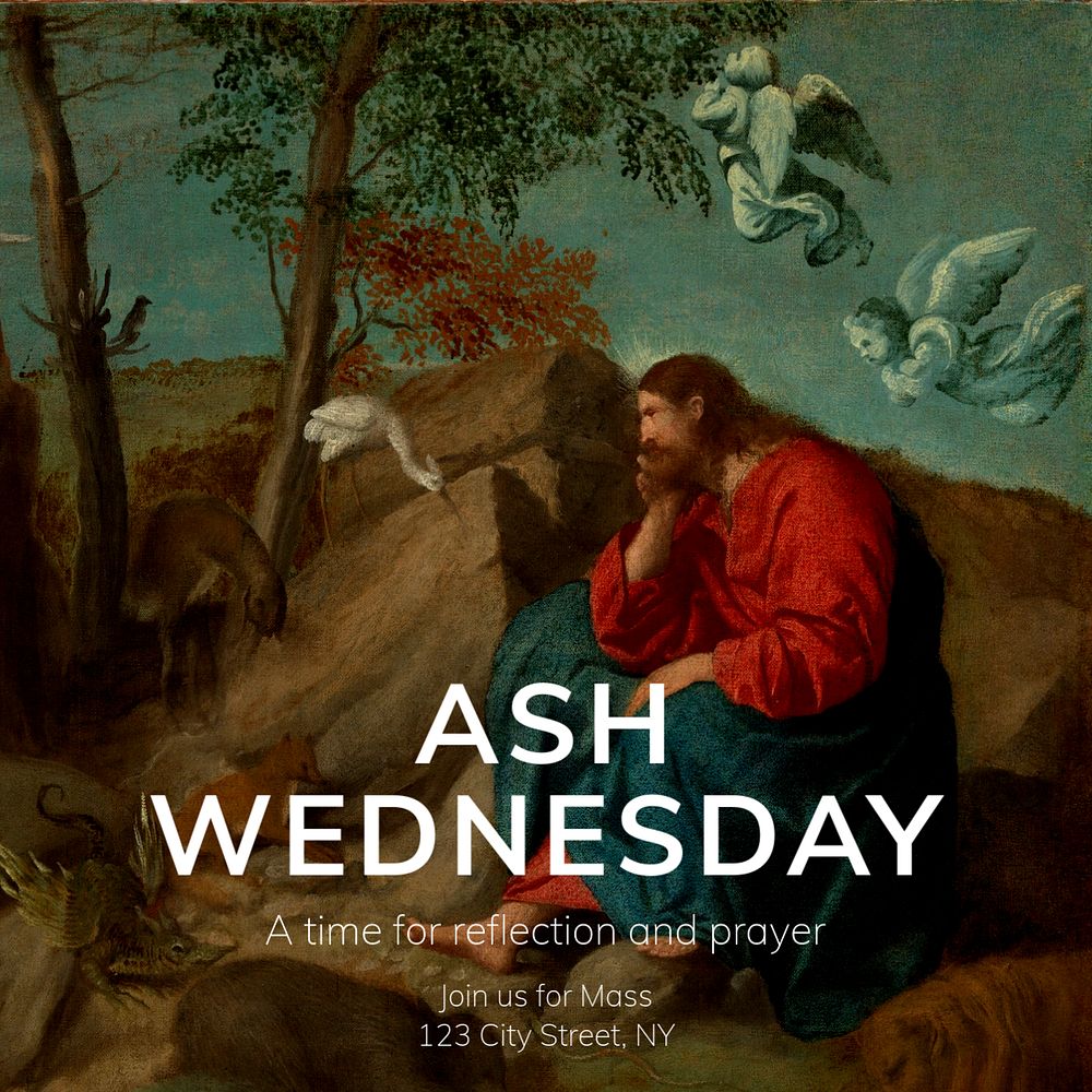 Ash Wednesday Instagram post template, editable text