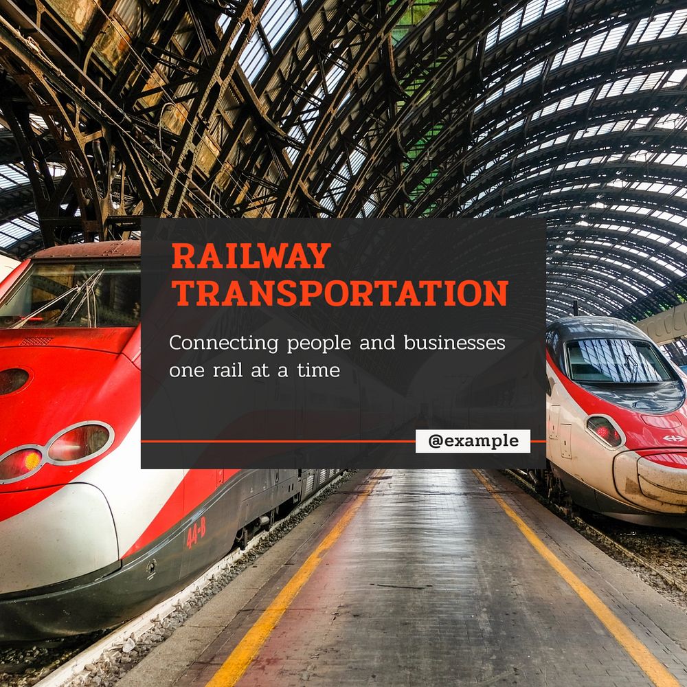 Railway transporation Instagram post template, editable text