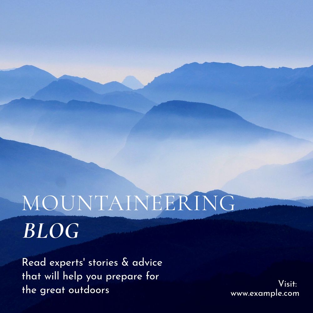 Mountaineering blog Instagram post template, editable text