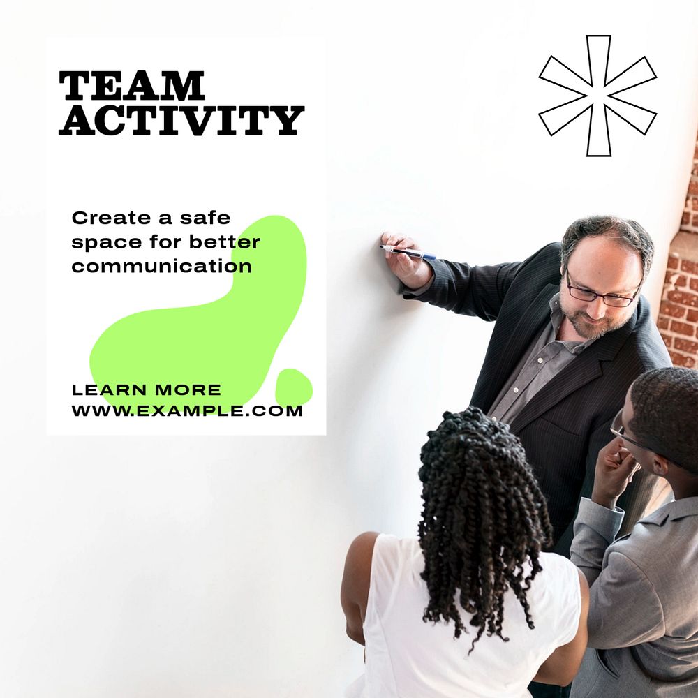 Team activity Instagram post template, editable text