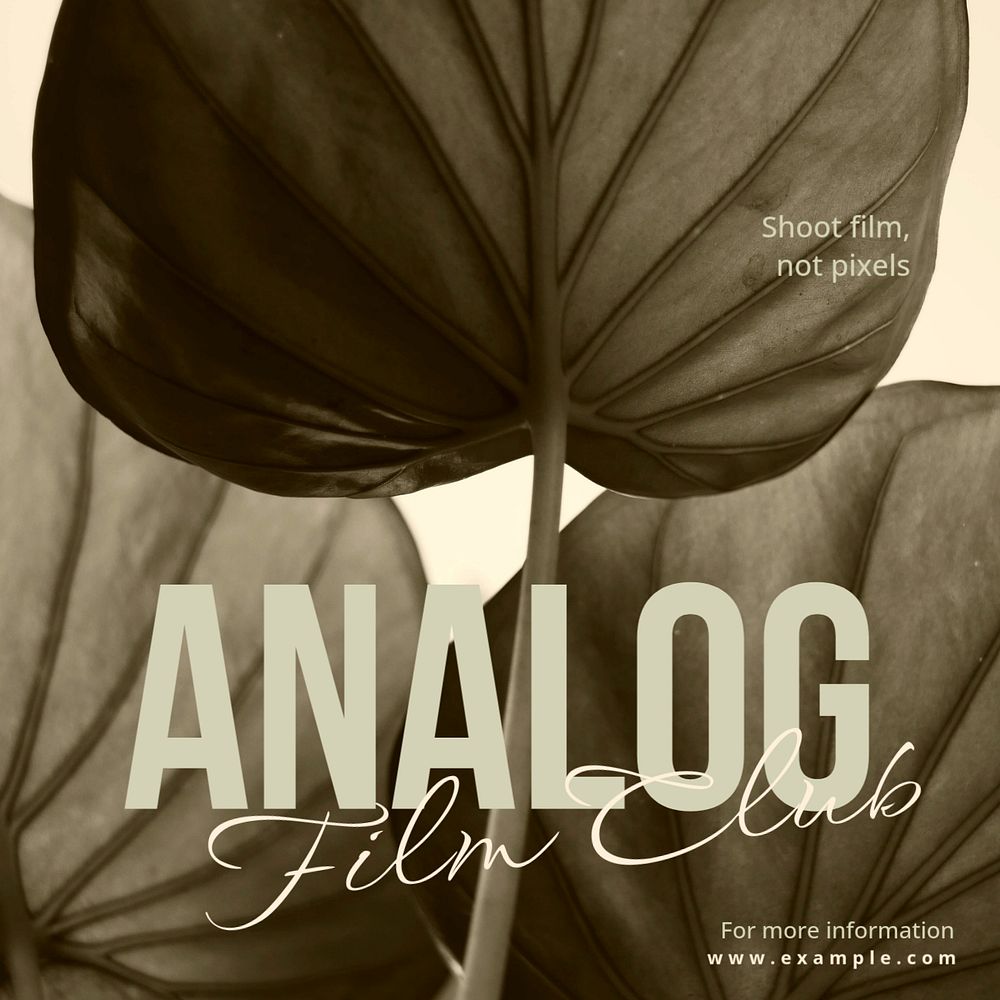 Analog film club Instagram post template, editable text