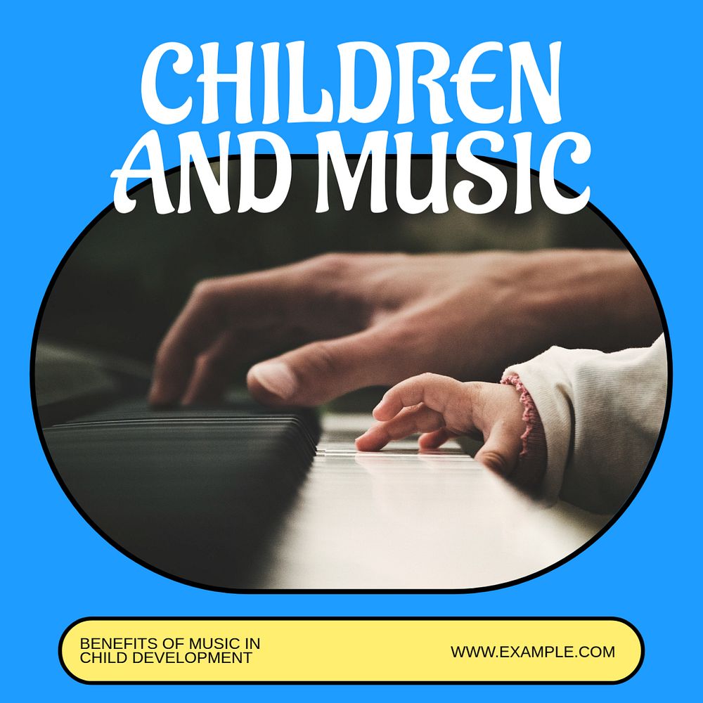 Children and music Instagram post template, editable text