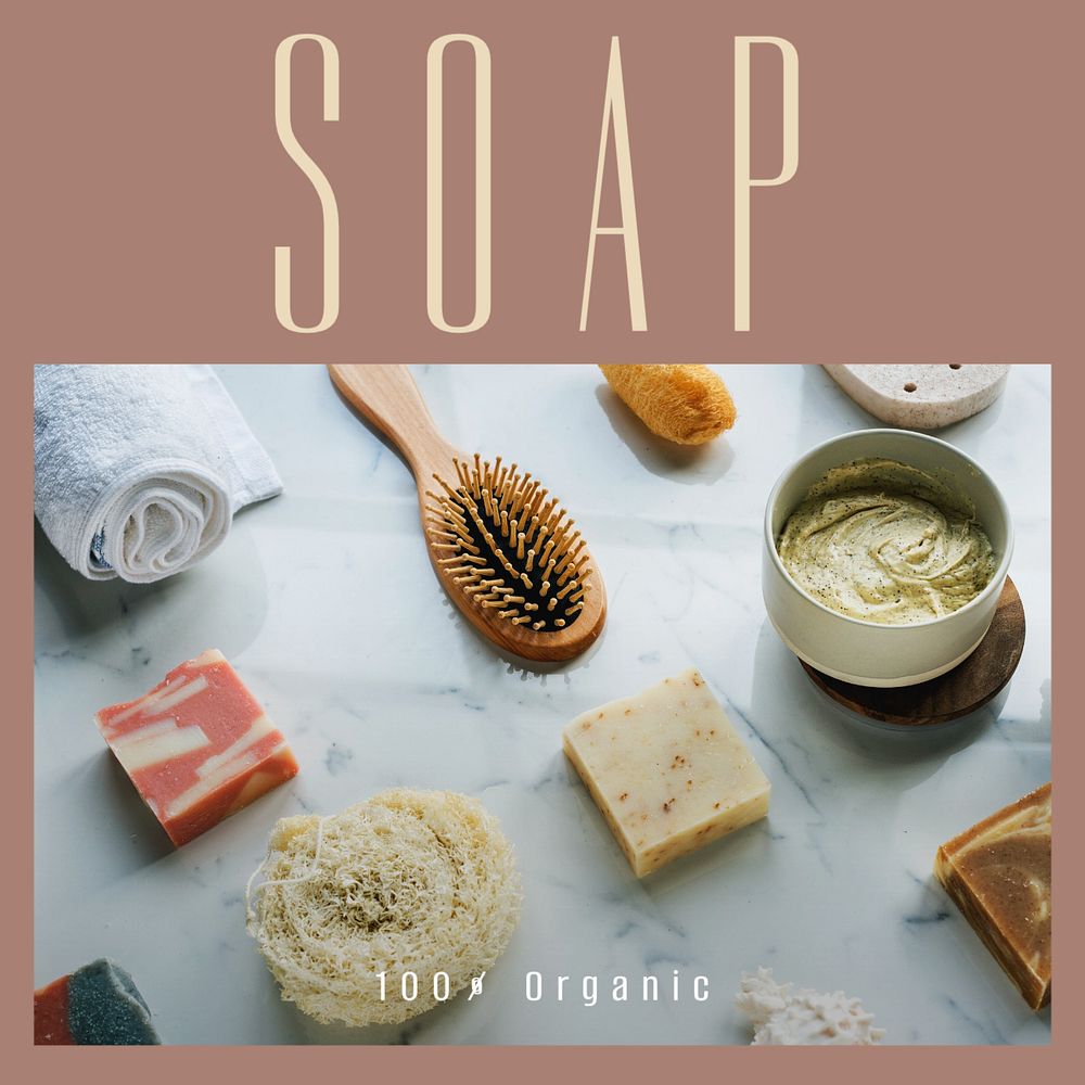 Organic soap product Instagram post template, editable text